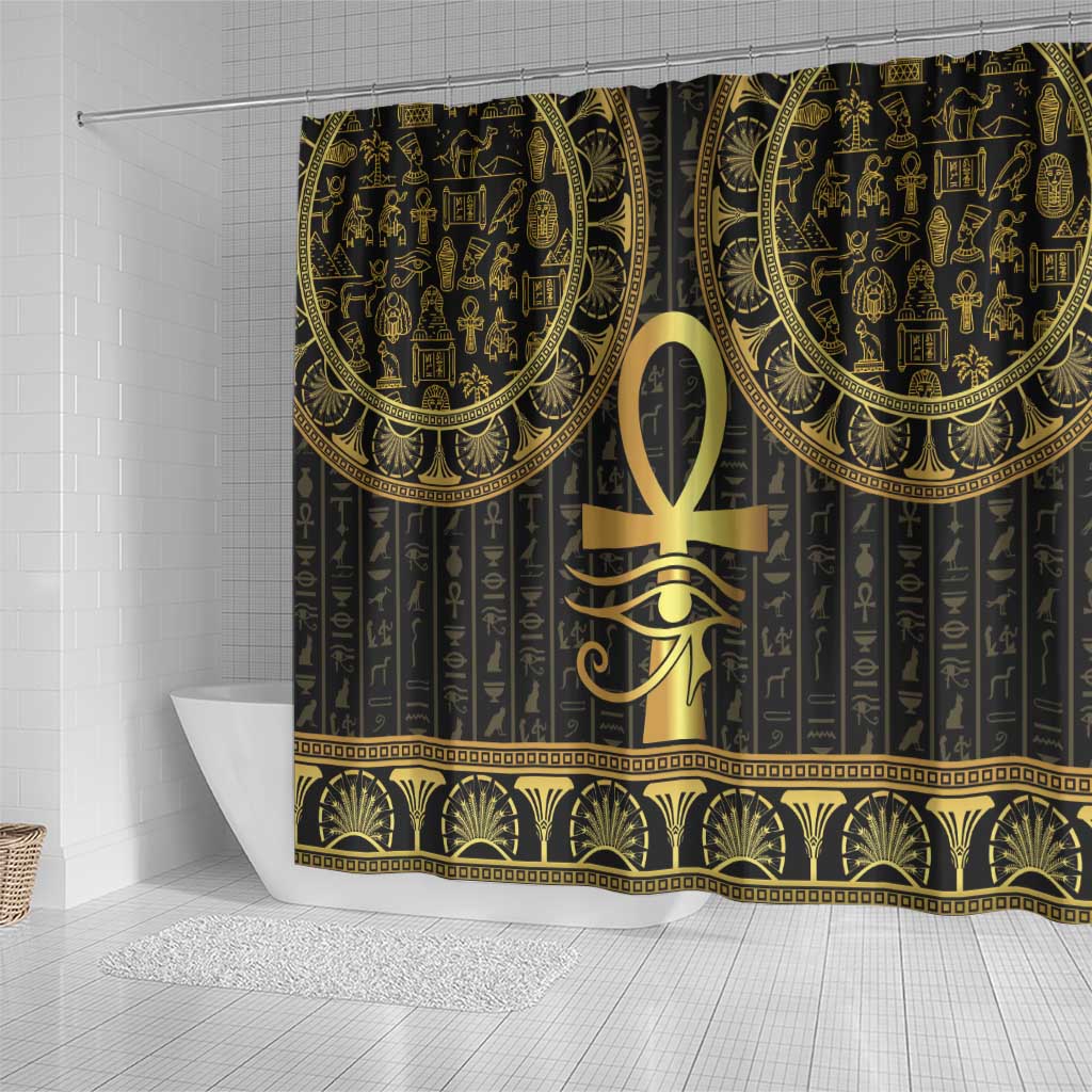 Ancient Egypt Ankh and Eye Of Horus Shower Curtain Egyptian Hieroglyphs