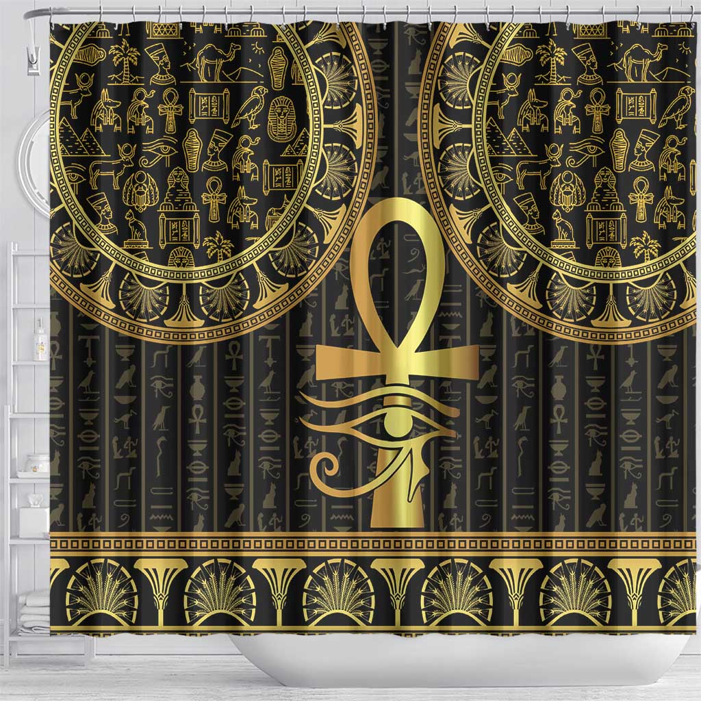Ancient Egypt Ankh and Eye Of Horus Shower Curtain Egyptian Hieroglyphs