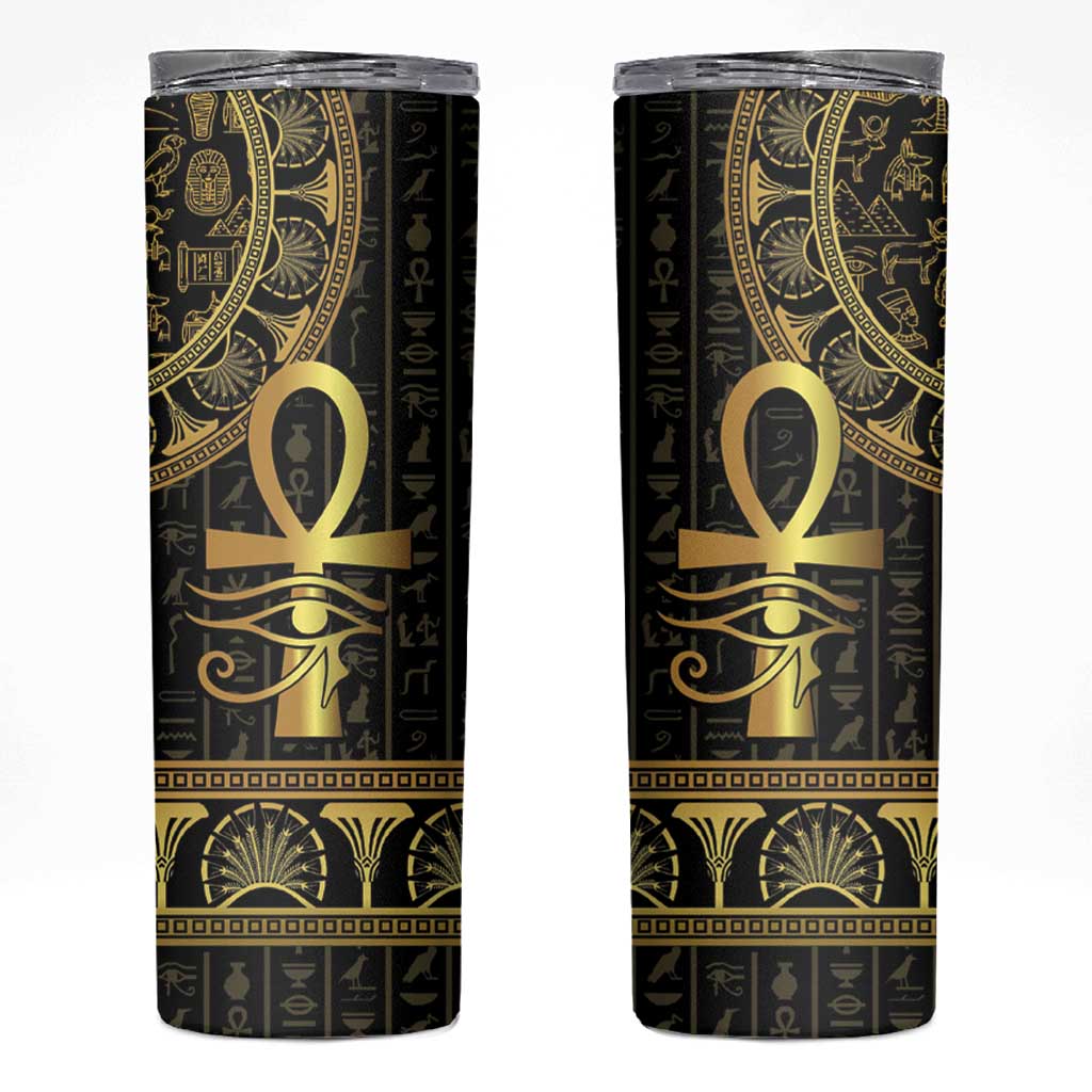 Ancient Egypt Ankh and Eye Of Horus Skinny Tumbler Egyptian Hieroglyphs - Wonder Print Shop