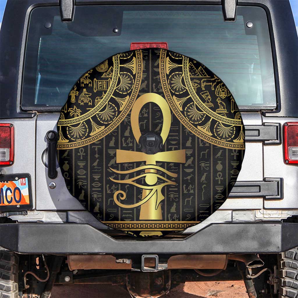Ancient Egypt Ankh and Eye Of Horus Spare Tire Cover Egyptian Hieroglyphs - Wonder Print Shop