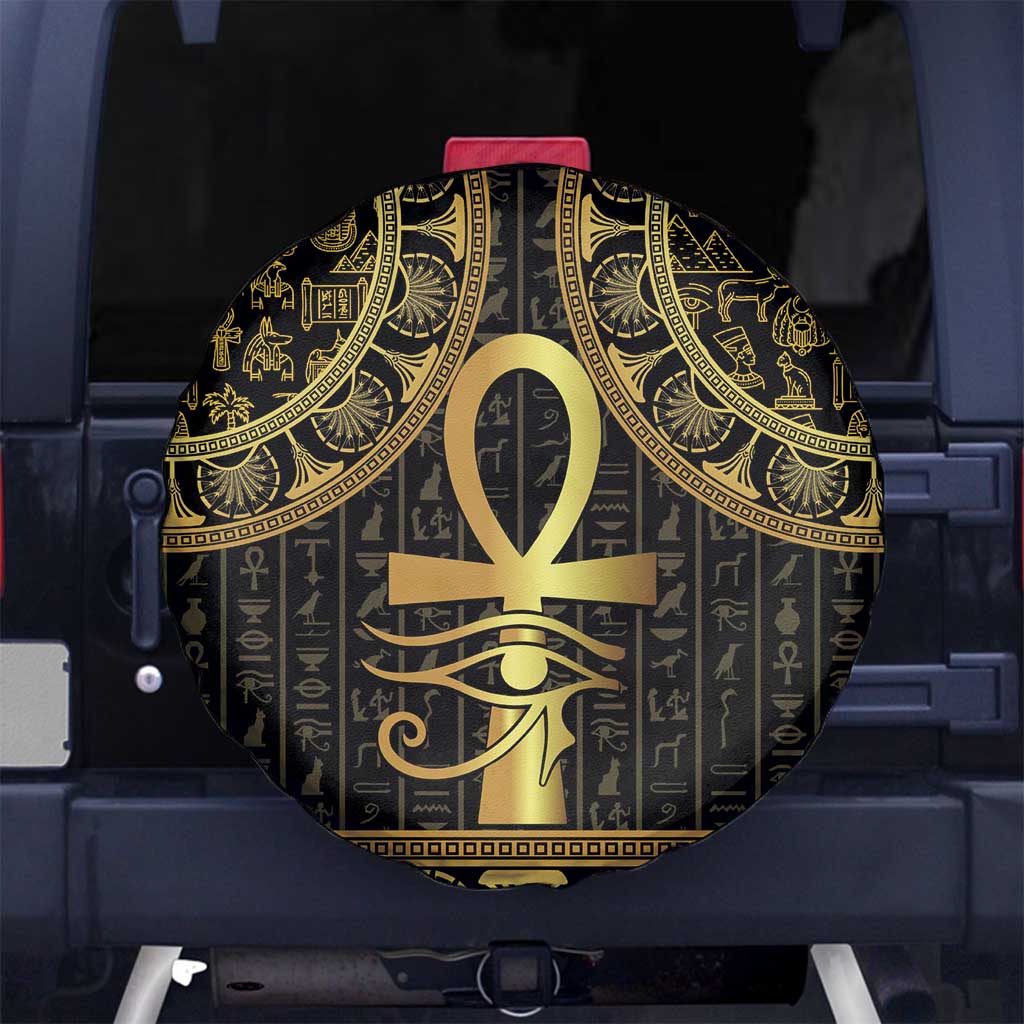 Ancient Egypt Ankh and Eye Of Horus Spare Tire Cover Egyptian Hieroglyphs - Wonder Print Shop