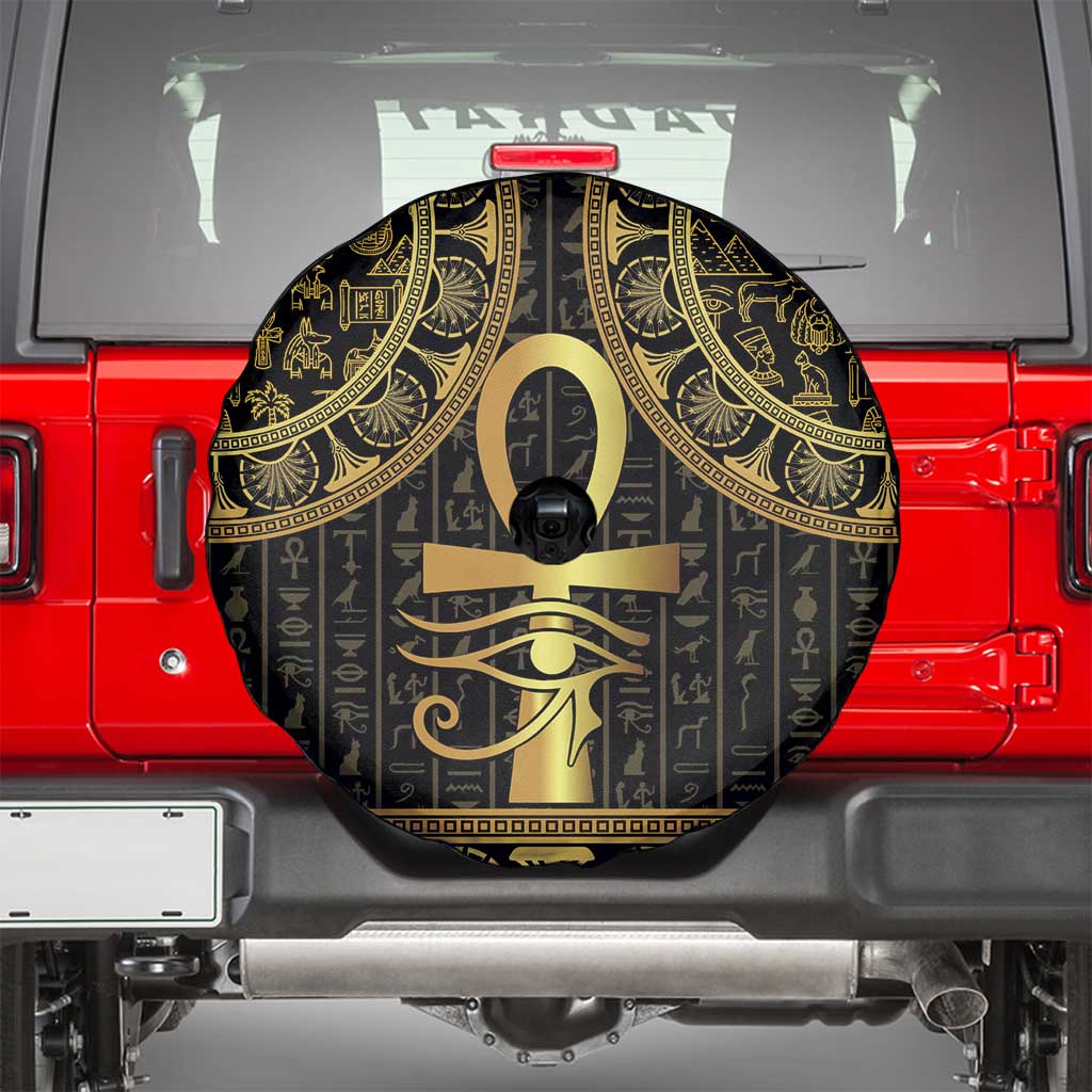 Ancient Egypt Ankh and Eye Of Horus Spare Tire Cover Egyptian Hieroglyphs - Wonder Print Shop