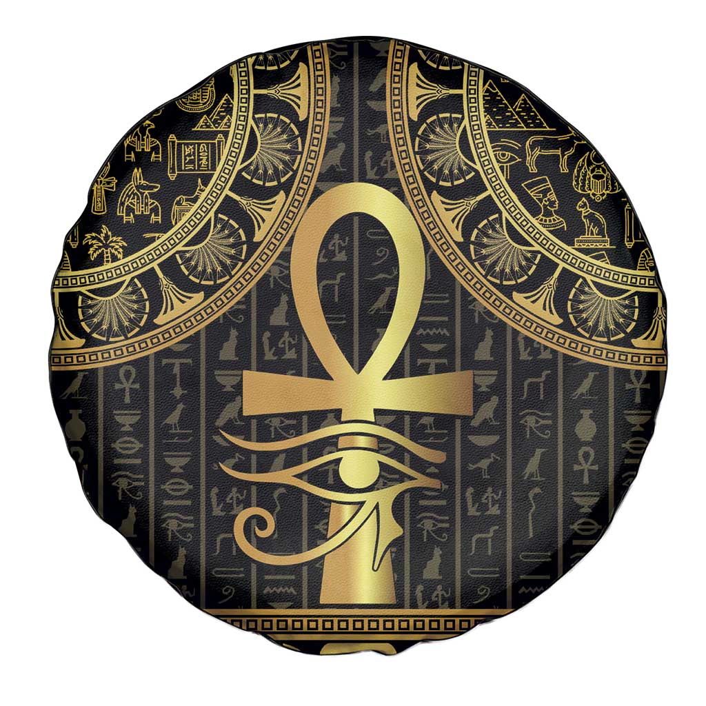 Ancient Egypt Ankh and Eye Of Horus Spare Tire Cover Egyptian Hieroglyphs - Wonder Print Shop