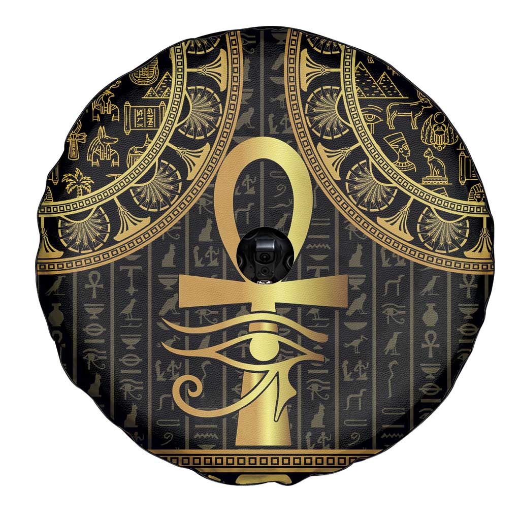Ancient Egypt Ankh and Eye Of Horus Spare Tire Cover Egyptian Hieroglyphs - Wonder Print Shop