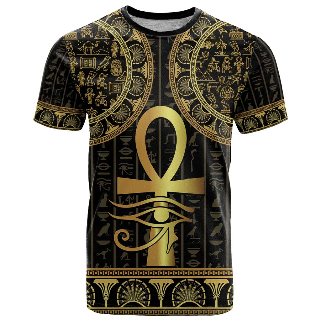 Ancient Egypt Ankh and Eye Of Horus T Shirt Egyptian Hieroglyphs - Wonder Print Shop