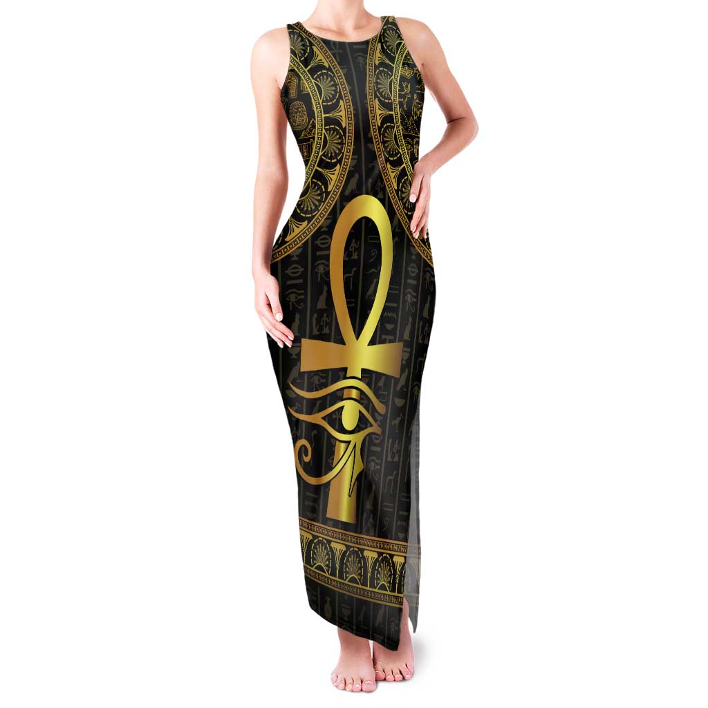 Ancient Egypt Ankh and Eye Of Horus Tank Maxi Dress Egyptian Hieroglyphs - Wonder Print Shop