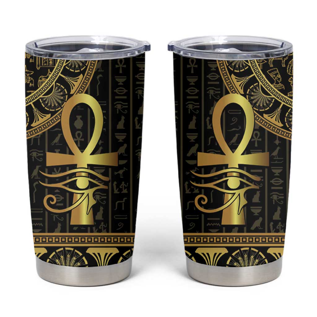 Ancient Egypt Ankh and Eye Of Horus Tumbler Cup Egyptian Hieroglyphs - Wonder Print Shop