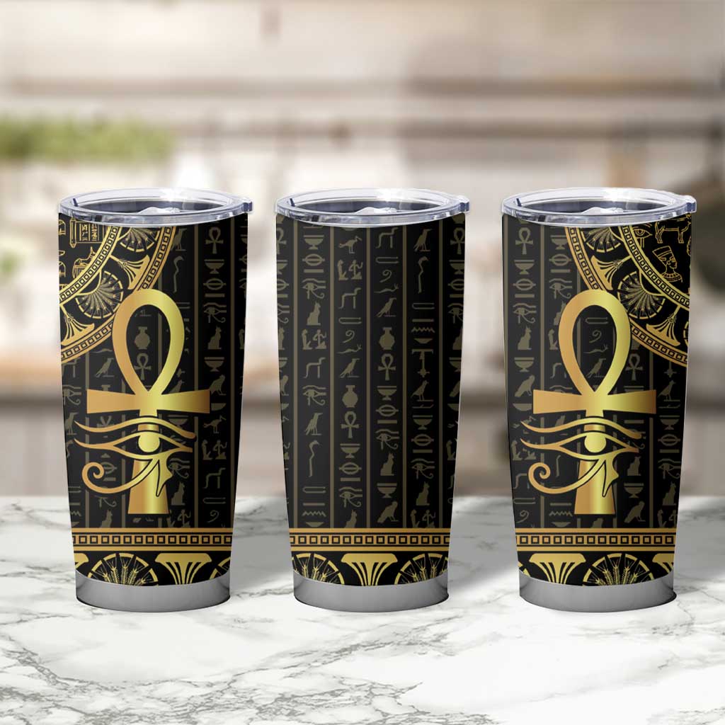 Ancient Egypt Ankh and Eye Of Horus Tumbler Cup Egyptian Hieroglyphs - Wonder Print Shop