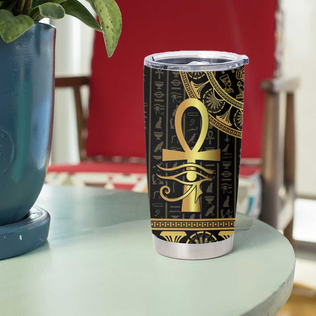 Ancient Egypt Ankh and Eye Of Horus Tumbler Cup Egyptian Hieroglyphs - Wonder Print Shop