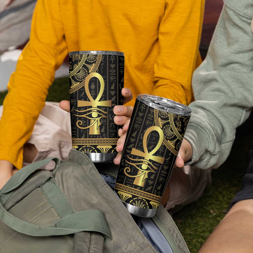 Ancient Egypt Ankh and Eye Of Horus Tumbler Cup Egyptian Hieroglyphs - Wonder Print Shop