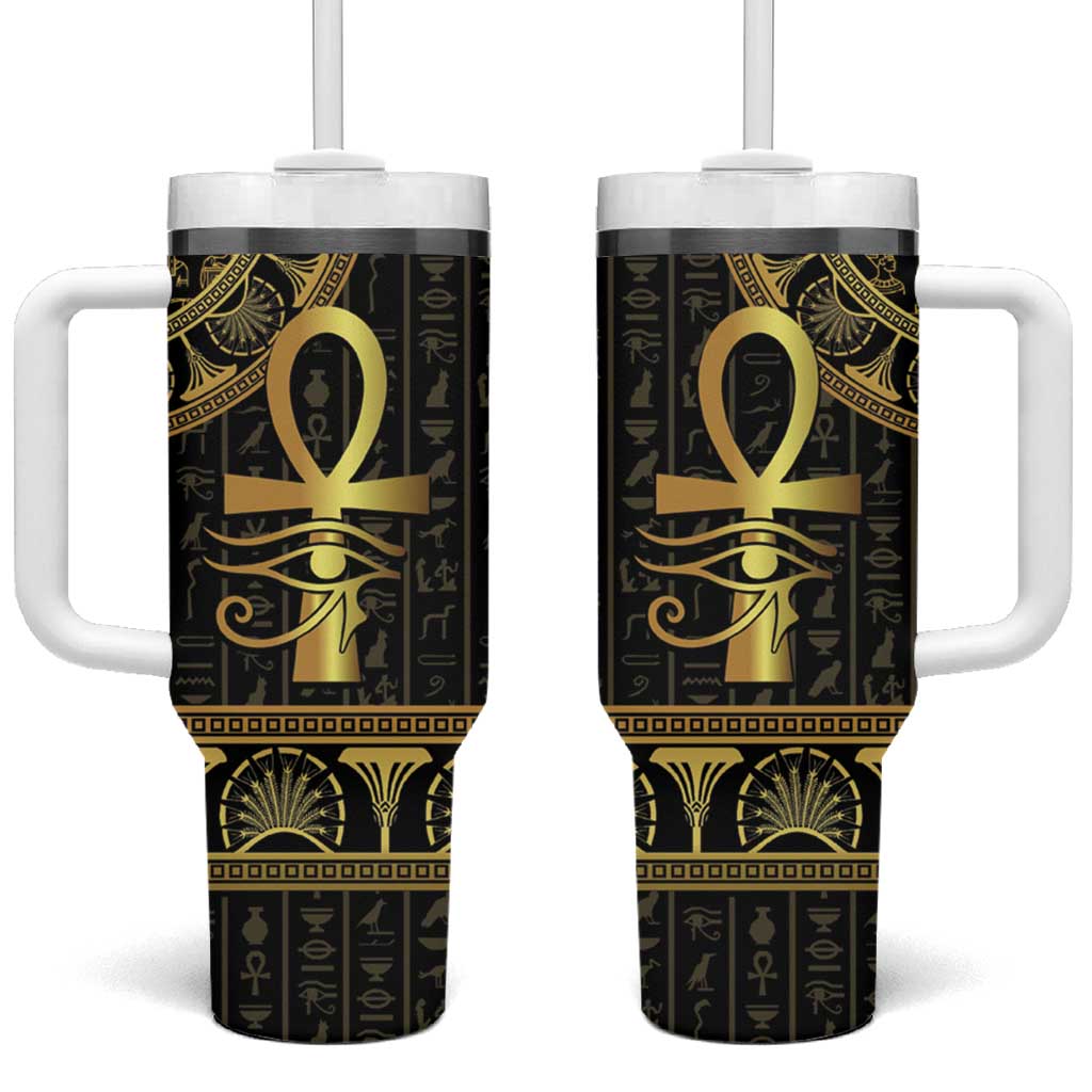 Ancient Egypt Ankh and Eye Of Horus Tumbler With Handle Egyptian Hieroglyphs - Wonder Print Shop