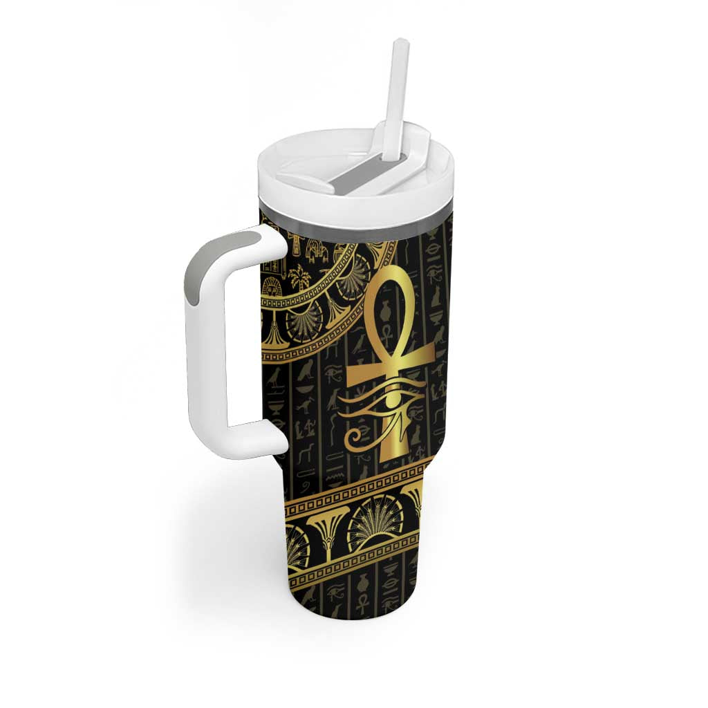 Ancient Egypt Ankh and Eye Of Horus Tumbler With Handle Egyptian Hieroglyphs - Wonder Print Shop