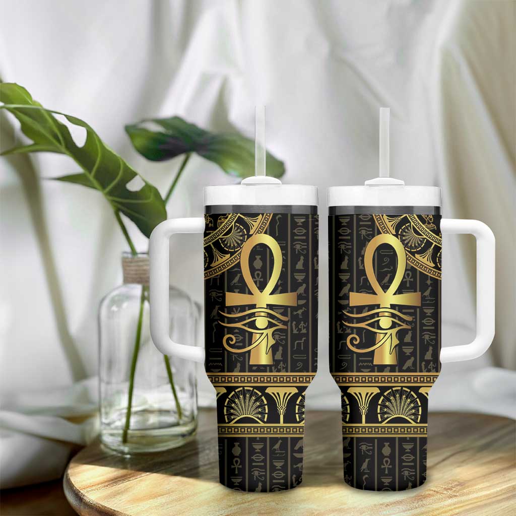 Ancient Egypt Ankh and Eye Of Horus Tumbler With Handle Egyptian Hieroglyphs - Wonder Print Shop