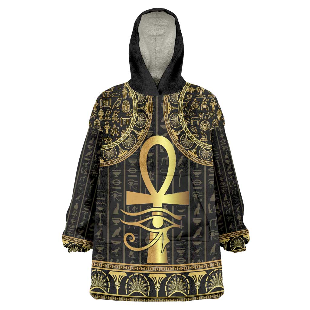 Ancient Egypt Ankh and Eye Of Horus Wearable Blanket Hoodie Egyptian Hieroglyphs - Wonder Print Shop