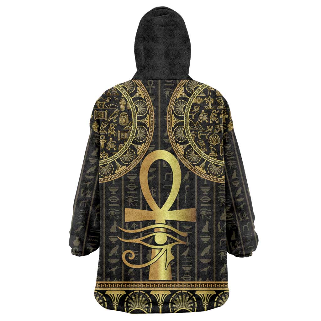 Ancient Egypt Ankh and Eye Of Horus Wearable Blanket Hoodie Egyptian Hieroglyphs - Wonder Print Shop