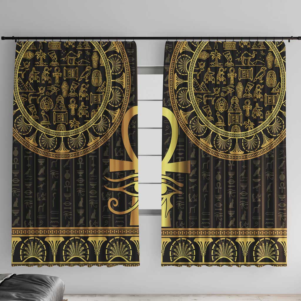 Ancient Egypt Ankh and Eye Of Horus Window Curtain Egyptian Hieroglyphs - Wonder Print Shop
