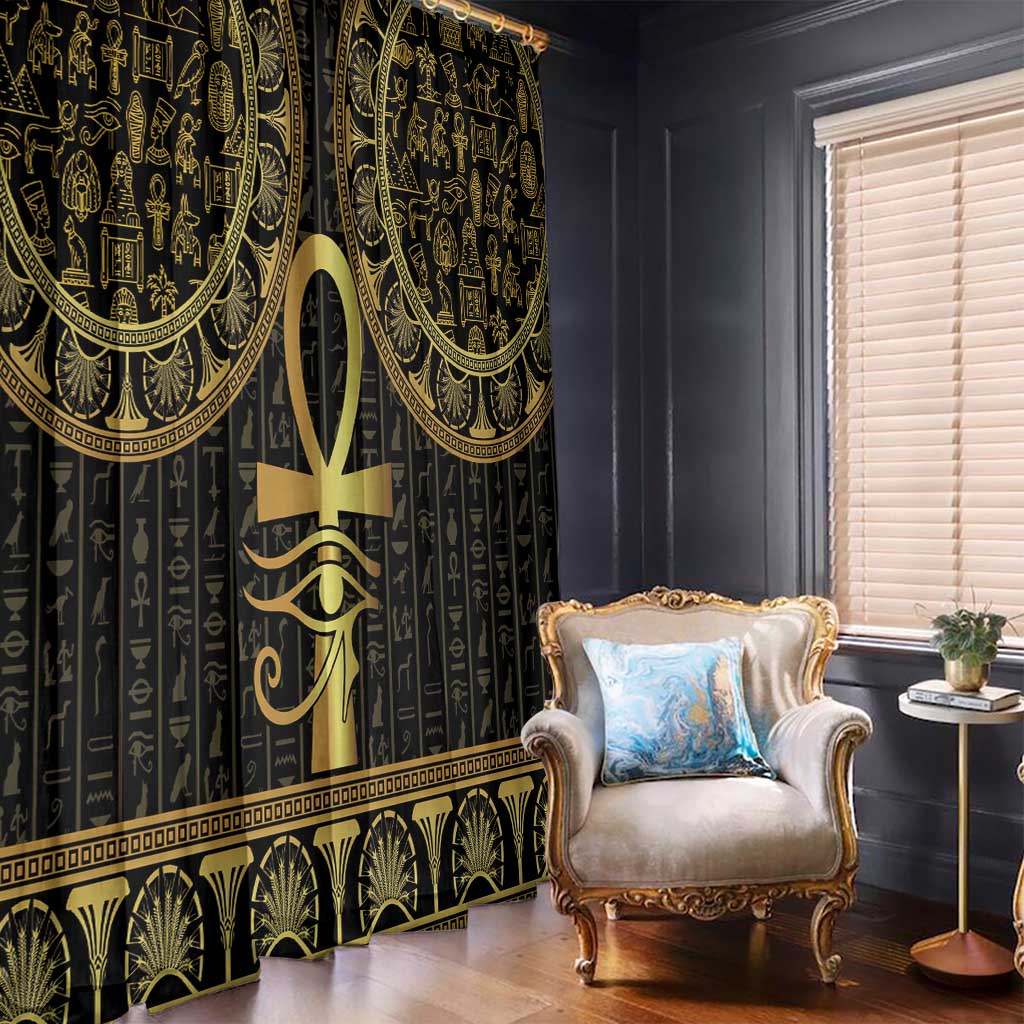 Ancient Egypt Ankh and Eye Of Horus Window Curtain Egyptian Hieroglyphs - Wonder Print Shop
