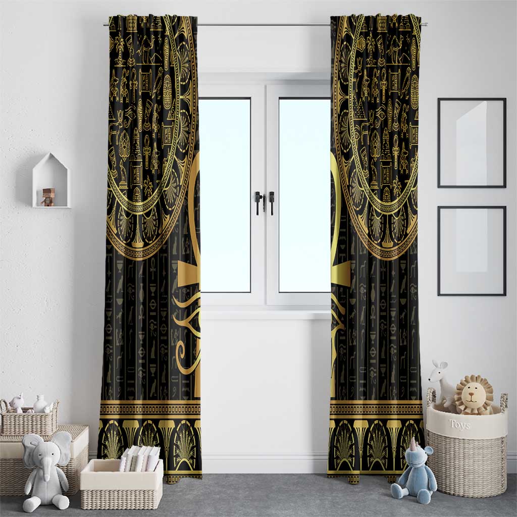Ancient Egypt Ankh and Eye Of Horus Window Curtain Egyptian Hieroglyphs - Wonder Print Shop
