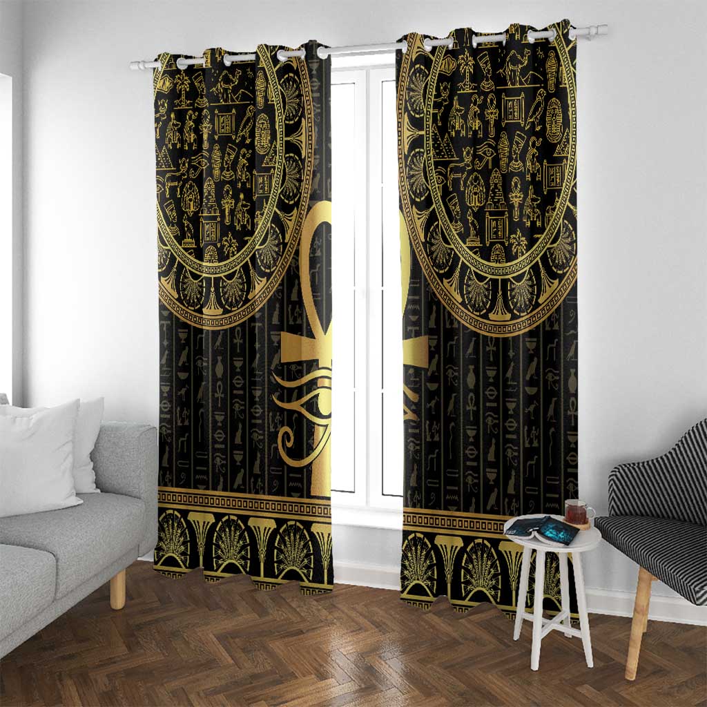 Ancient Egypt Ankh and Eye Of Horus Window Curtain Egyptian Hieroglyphs - Wonder Print Shop