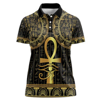 Ancient Egypt Ankh and Eye Of Horus Women Polo Shirt Egyptian Hieroglyphs - Wonder Print Shop