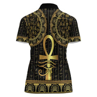 Ancient Egypt Ankh and Eye Of Horus Women Polo Shirt Egyptian Hieroglyphs - Wonder Print Shop