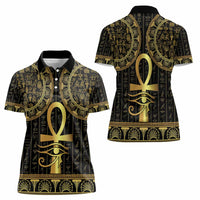 Ancient Egypt Ankh and Eye Of Horus Women Polo Shirt Egyptian Hieroglyphs - Wonder Print Shop