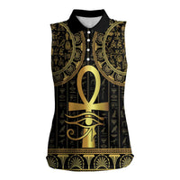 Ancient Egypt Ankh and Eye Of Horus Women Sleeveless Polo Shirt Egyptian Hieroglyphs - Wonder Print Shop