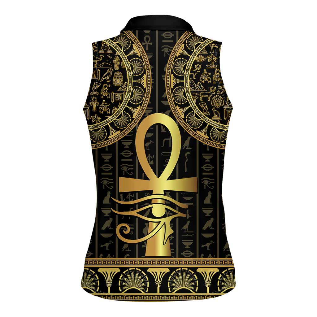 Ancient Egypt Ankh and Eye Of Horus Women Sleeveless Polo Shirt Egyptian Hieroglyphs - Wonder Print Shop