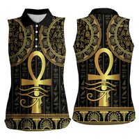 Ancient Egypt Ankh and Eye Of Horus Women Sleeveless Polo Shirt Egyptian Hieroglyphs - Wonder Print Shop