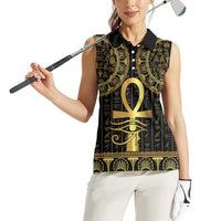 Ancient Egypt Ankh and Eye Of Horus Women Sleeveless Polo Shirt Egyptian Hieroglyphs - Wonder Print Shop