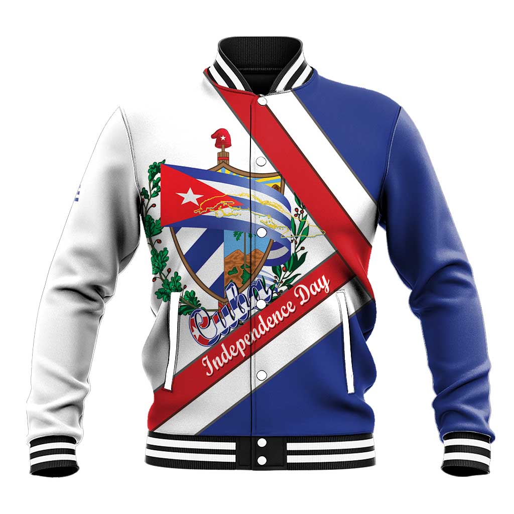 Cuba Independence Day Baseball Jacket Patria o Muerte Venceremos Curve Flag Style - Wonder Print Shop