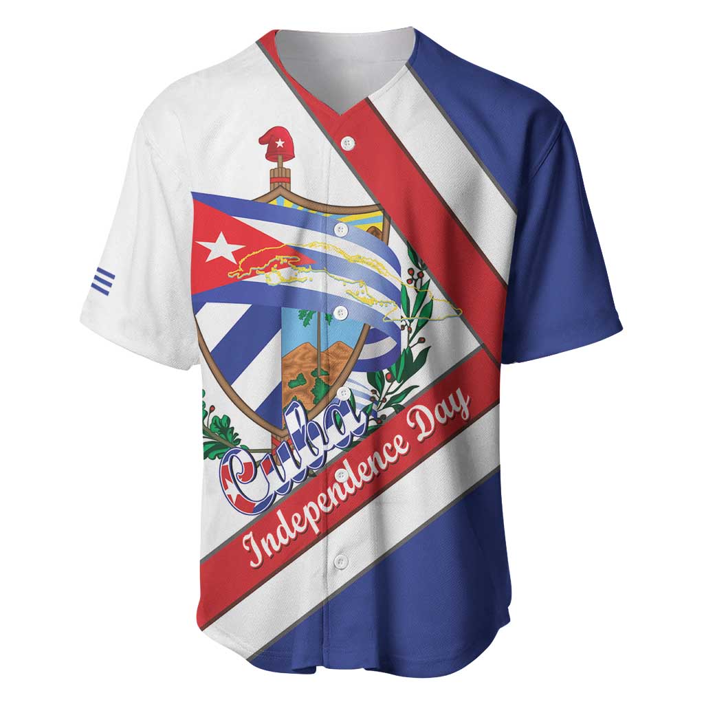 Cuba Independence Day Baseball Jersey Patria o Muerte Venceremos Curve Flag Style - Wonder Print Shop