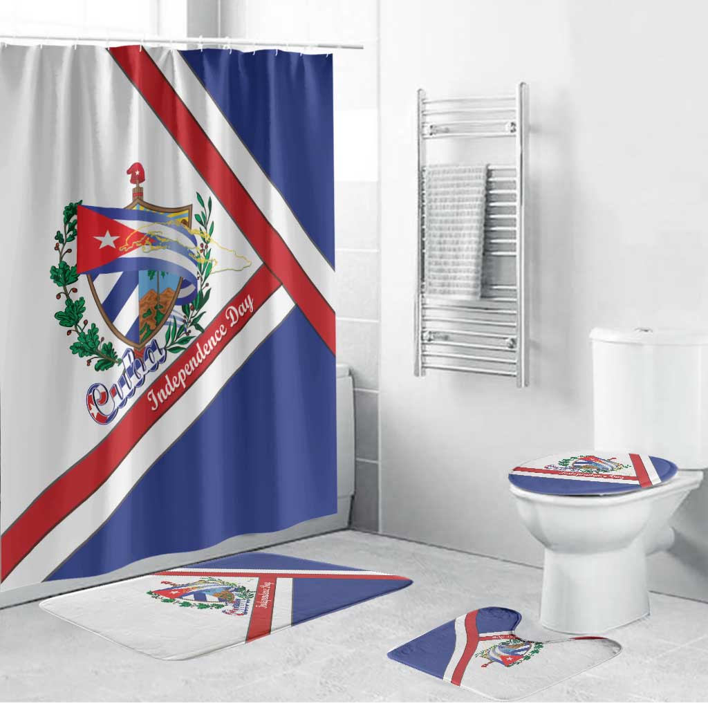 Cuba Independence Day Bathroom Set Patria o Muerte Venceremos Curve Flag Style - Wonder Print Shop