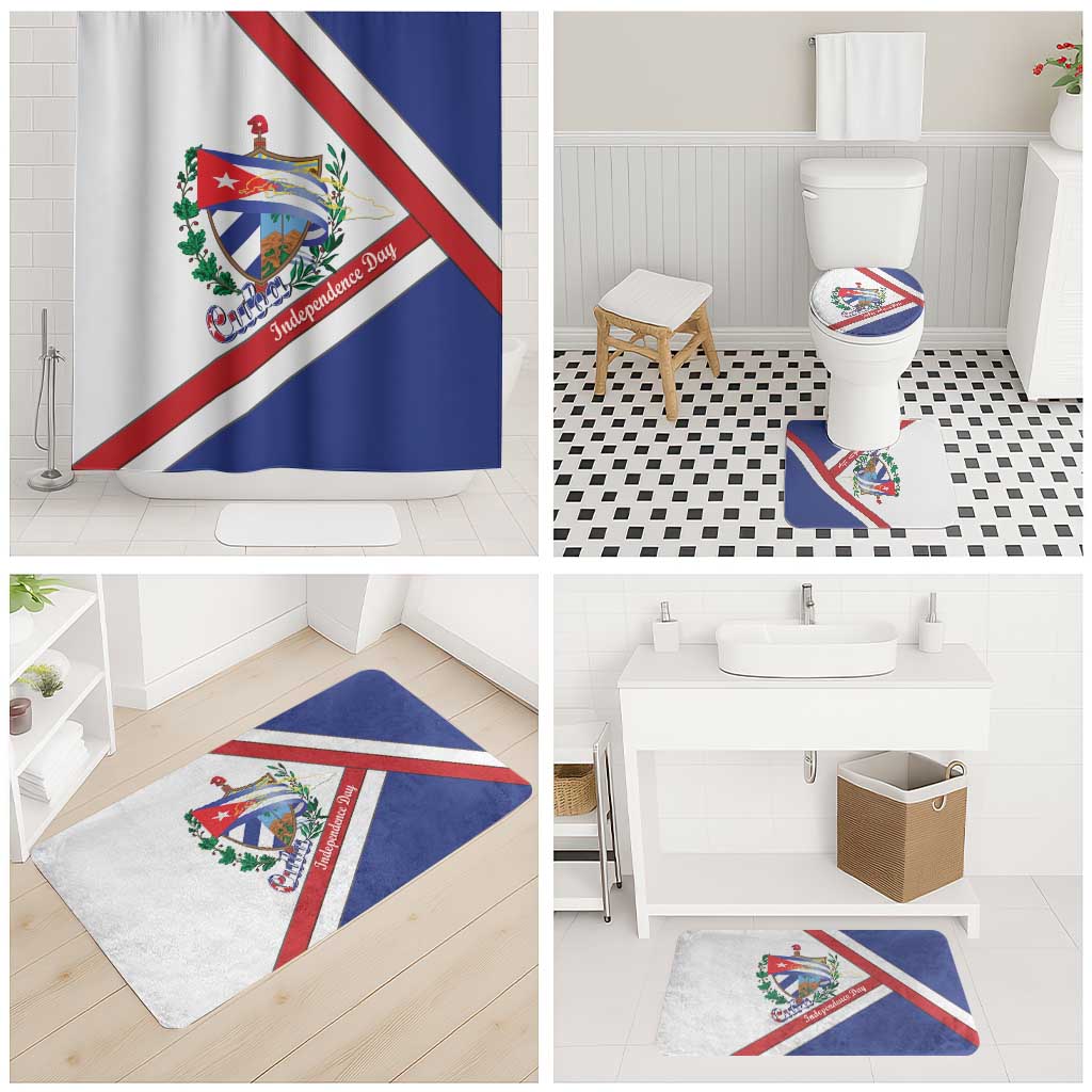 Cuba Independence Day Bathroom Set Patria o Muerte Venceremos Curve Flag Style - Wonder Print Shop
