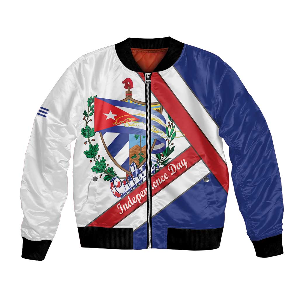 Cuba Independence Day Bomber Jacket Patria o Muerte Venceremos Curve Flag Style - Wonder Print Shop