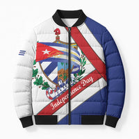 Cuba Independence Day Bomber Puffer Jacket Patria o Muerte Venceremos Curve Flag Style - Wonder Print Shop