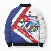 Cuba Independence Day Bomber Puffer Jacket Patria o Muerte Venceremos Curve Flag Style - Wonder Print Shop