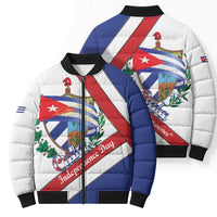 Cuba Independence Day Bomber Puffer Jacket Patria o Muerte Venceremos Curve Flag Style - Wonder Print Shop