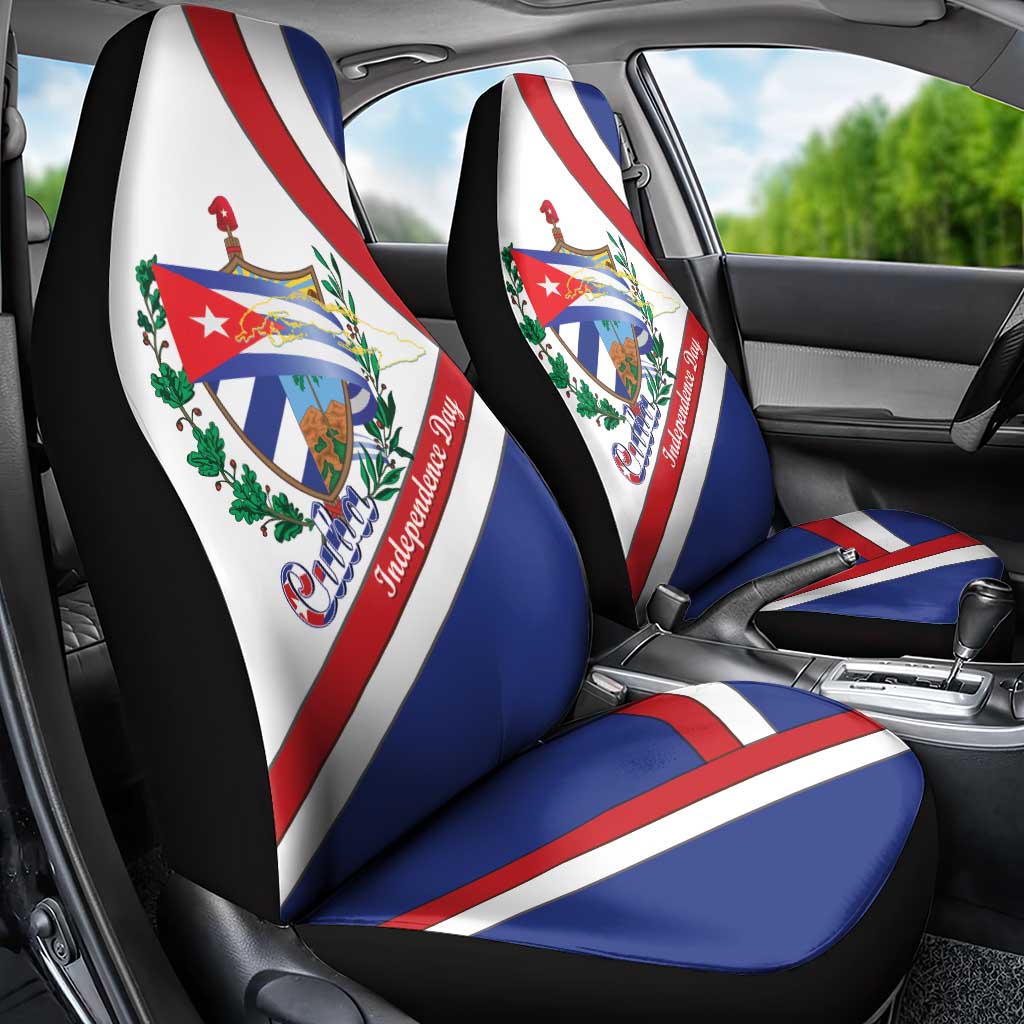 Cuba Independence Day Car Seat Cover Patria o Muerte Venceremos Curve Flag Style - Wonder Print Shop