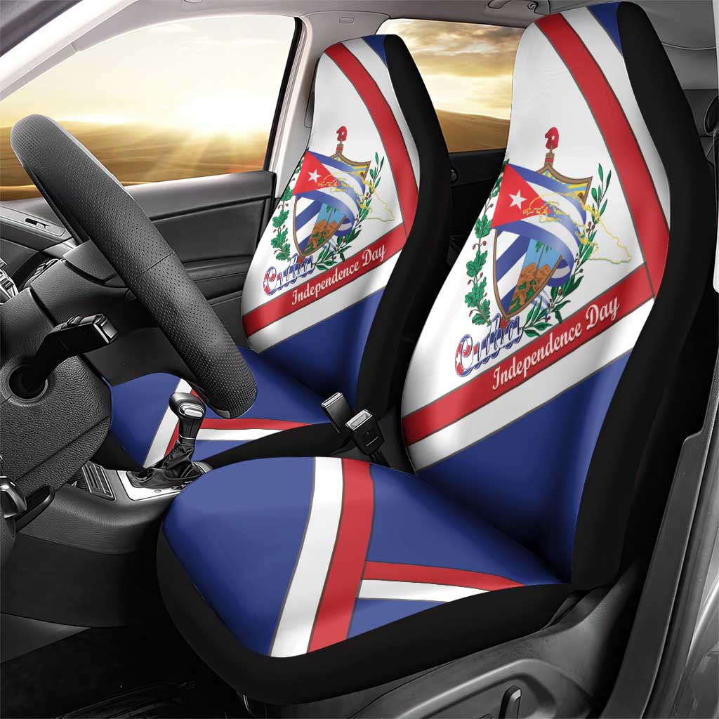 Cuba Independence Day Car Seat Cover Patria o Muerte Venceremos Curve Flag Style - Wonder Print Shop