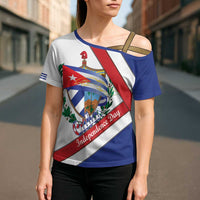 Cuba Independence Day Cross Shoulder Shirt Patria o Muerte Venceremos Curve Flag Style - Wonder Print Shop