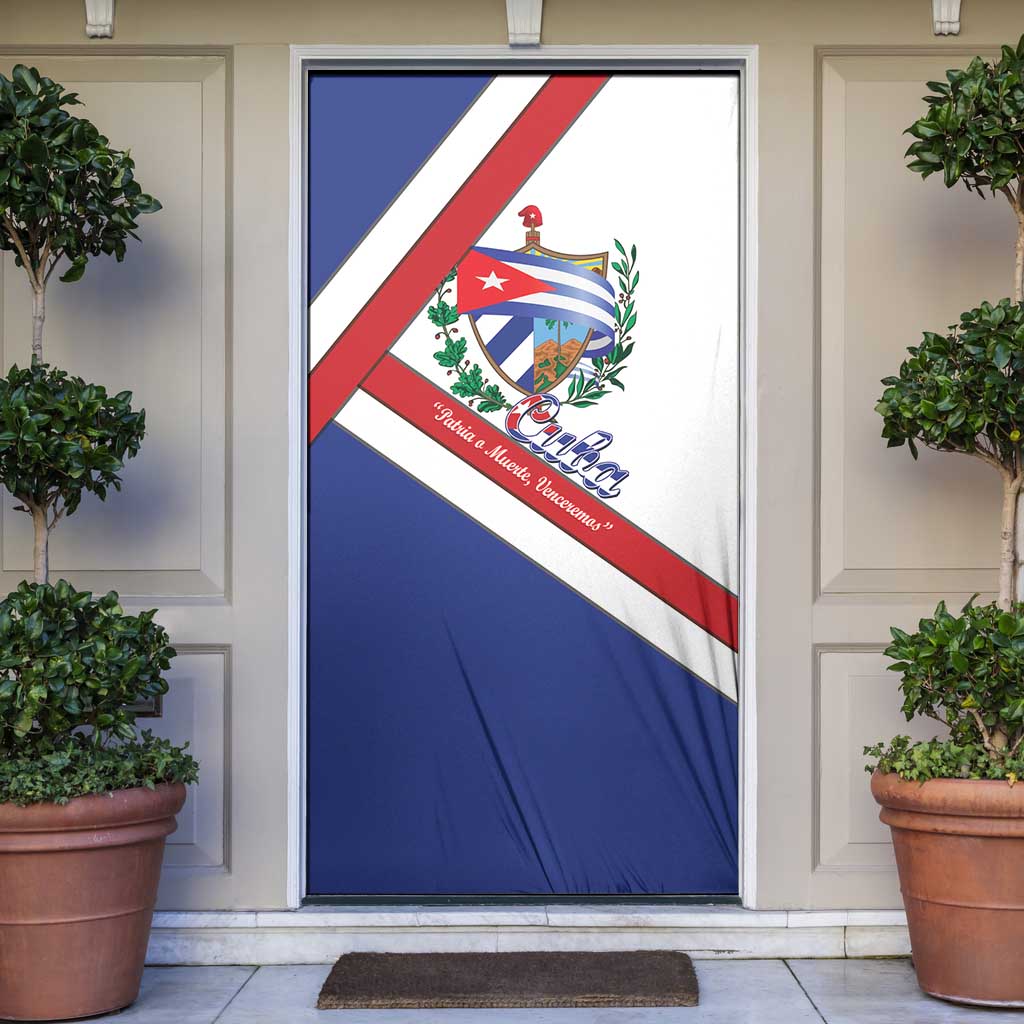 Cuba Independence Day Door Cover Patria o Muerte Venceremos Curve Flag Style - Wonder Print Shop