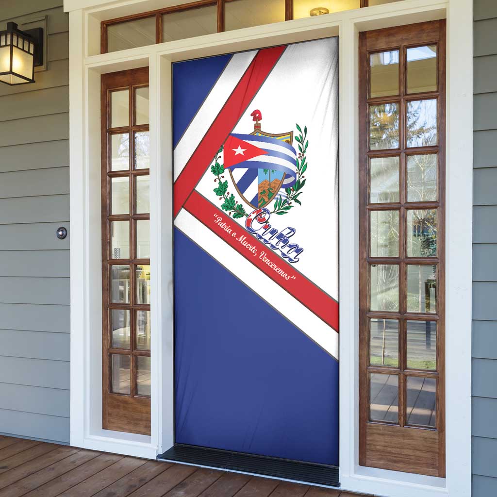 Cuba Independence Day Door Cover Patria o Muerte Venceremos Curve Flag Style - Wonder Print Shop