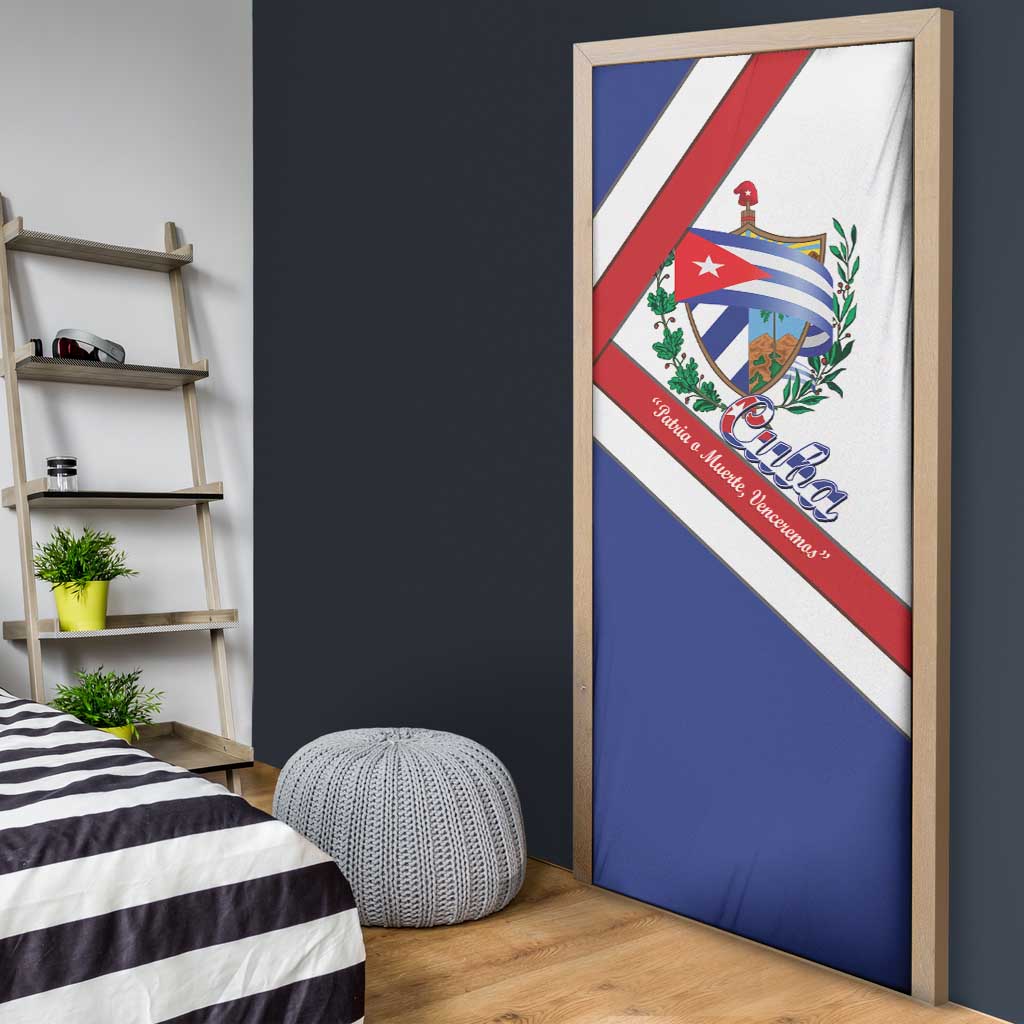 Cuba Independence Day Door Cover Patria o Muerte Venceremos Curve Flag Style - Wonder Print Shop
