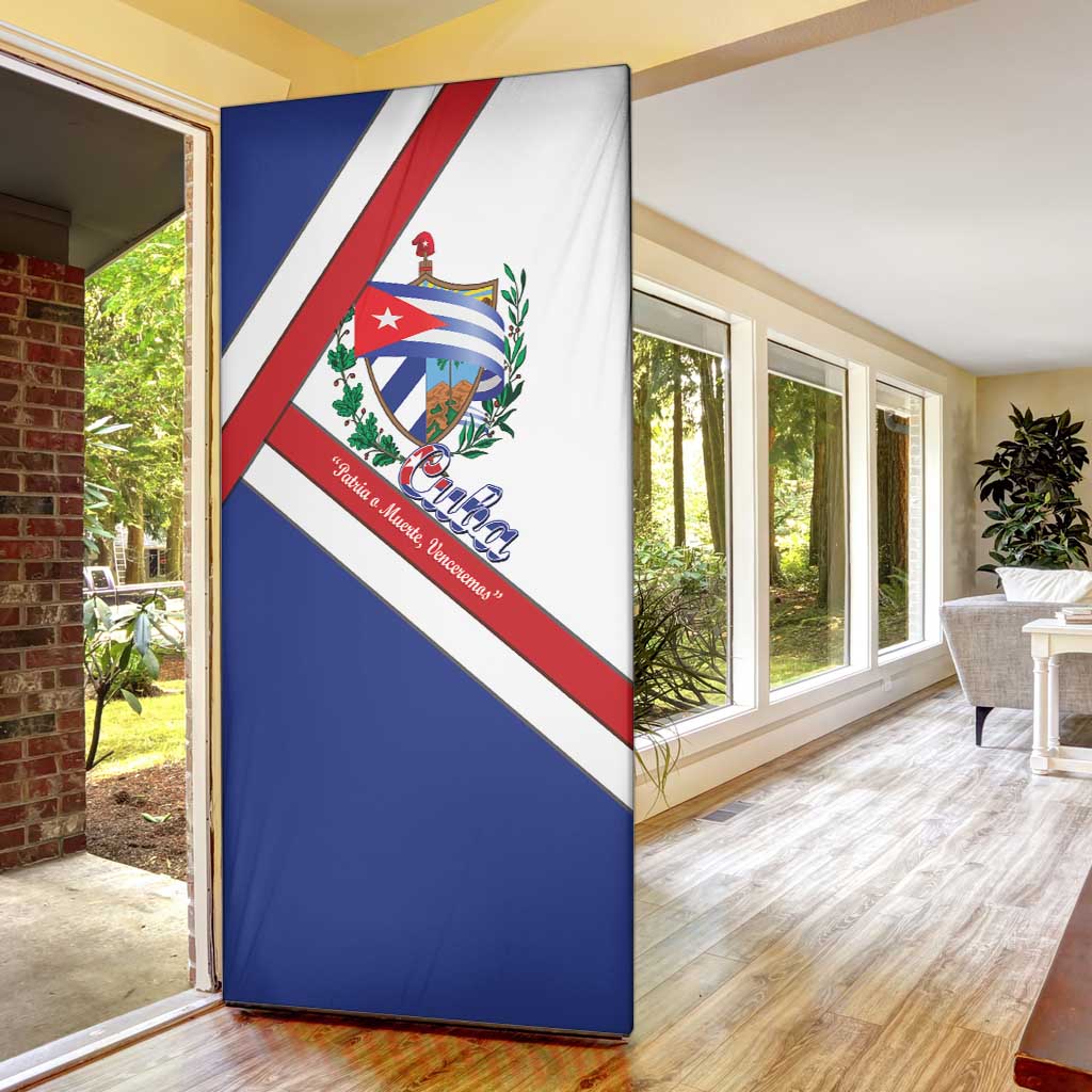Cuba Independence Day Door Cover Patria o Muerte Venceremos Curve Flag Style - Wonder Print Shop