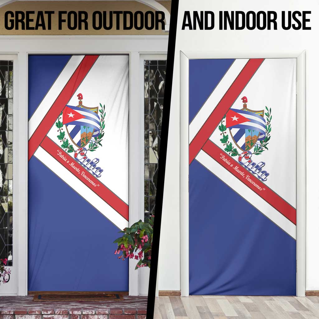 Cuba Independence Day Door Cover Patria o Muerte Venceremos Curve Flag Style - Wonder Print Shop