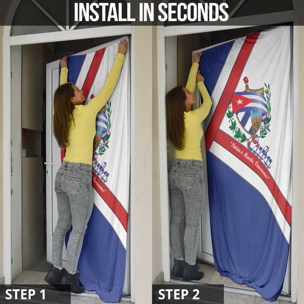 Cuba Independence Day Door Cover Patria o Muerte Venceremos Curve Flag Style - Wonder Print Shop