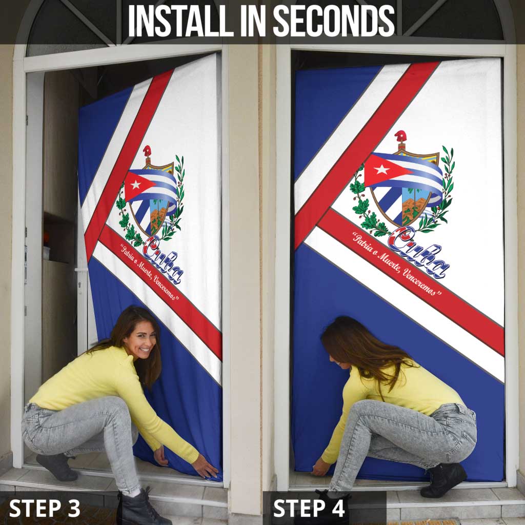 Cuba Independence Day Door Cover Patria o Muerte Venceremos Curve Flag Style - Wonder Print Shop