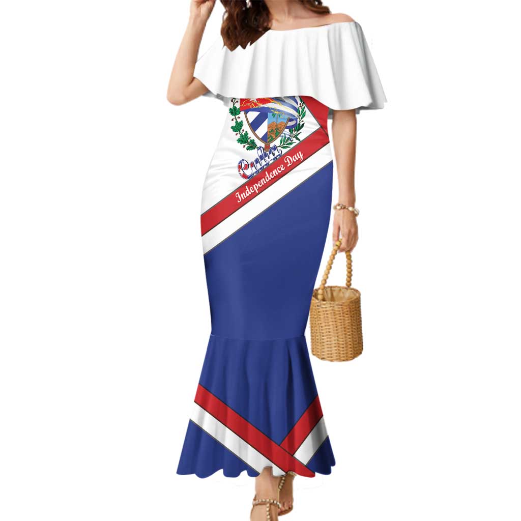 Cuba Independence Day Family Matching Mermaid Dress and Hawaiian Shirt Patria o Muerte Venceremos Curve Flag Style - Wonder Print Shop