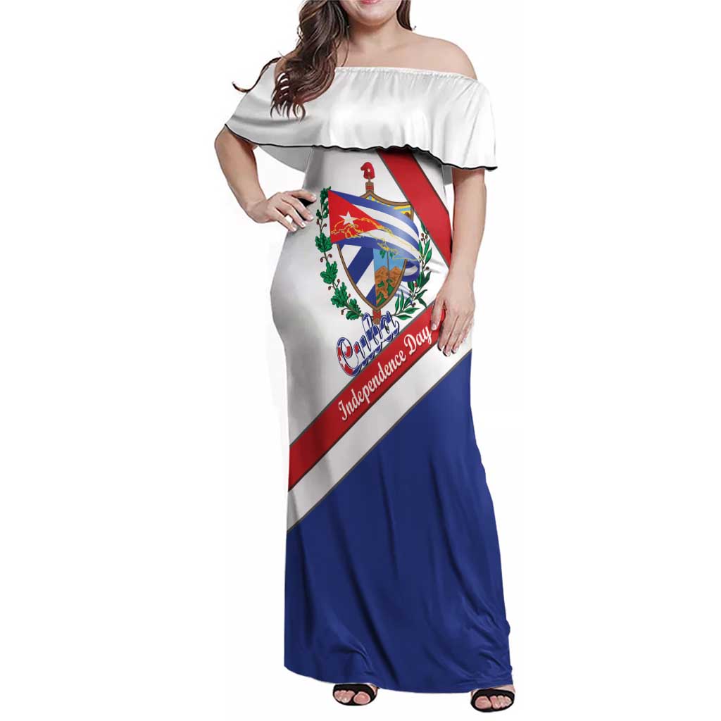 Cuba Independence Day Family Matching Off Shoulder Maxi Dress and Hawaiian Shirt Patria o Muerte Venceremos Curve Flag Style - Wonder Print Shop